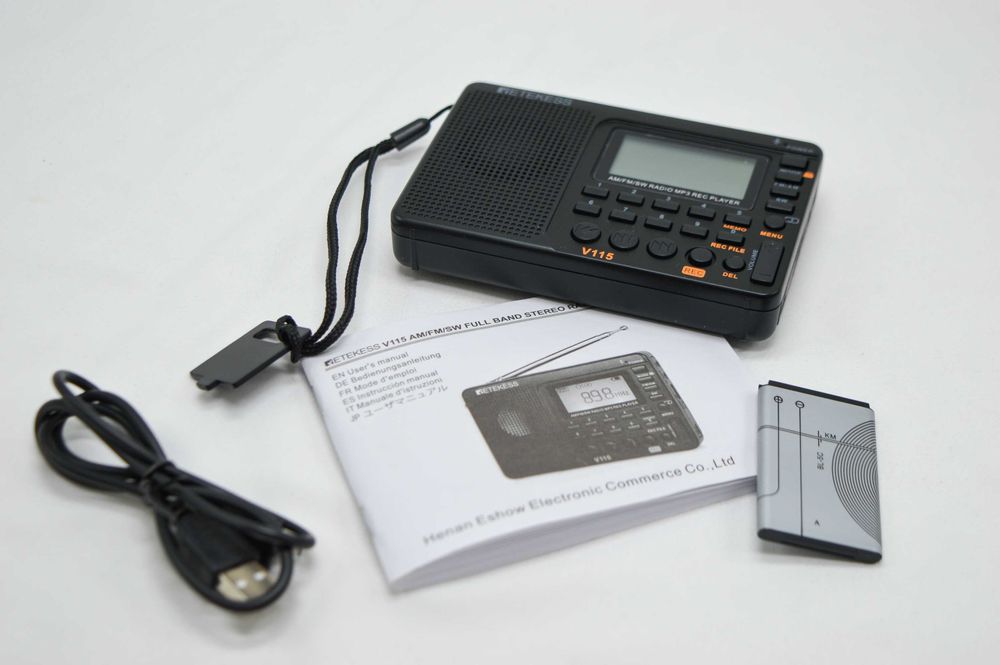 Retekess V115, радиоприемник FM/AM/SW,  WMA/MP3 плеер, аккумулятор.