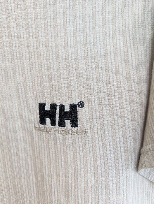 Męski koszulka t-shirt Helly Hansen XL beżowy prążkowany bawełna vintage