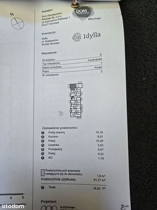 3 pokoje| 61,37 m²| ogródek| parter |miejsce postojowe | Stabłowice