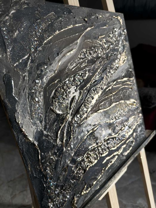 Obraz strukturalny ręcznie malowany "Siła Ziemi" 40x40  Żywica  Unikat