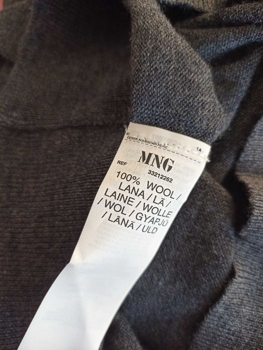 Szary sweter kardigan mango wełniany