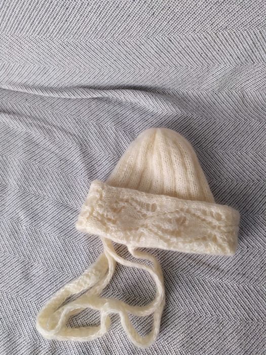Elegancka czapka i szalik z moheru-hand made