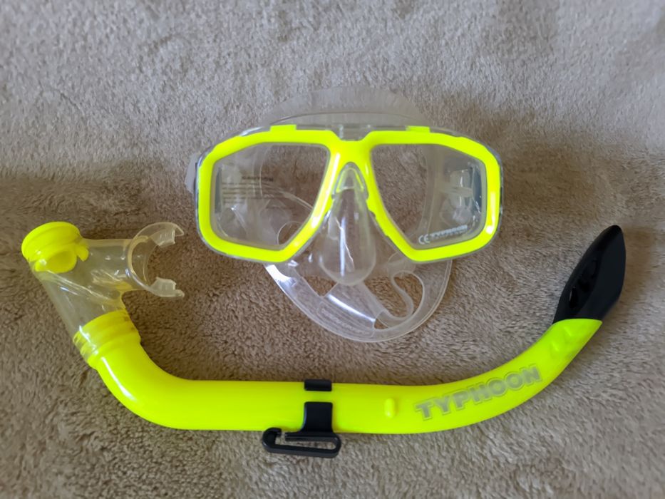 Очки Маска Трубка для плавания дайвинга для бассейна детская Typhoon