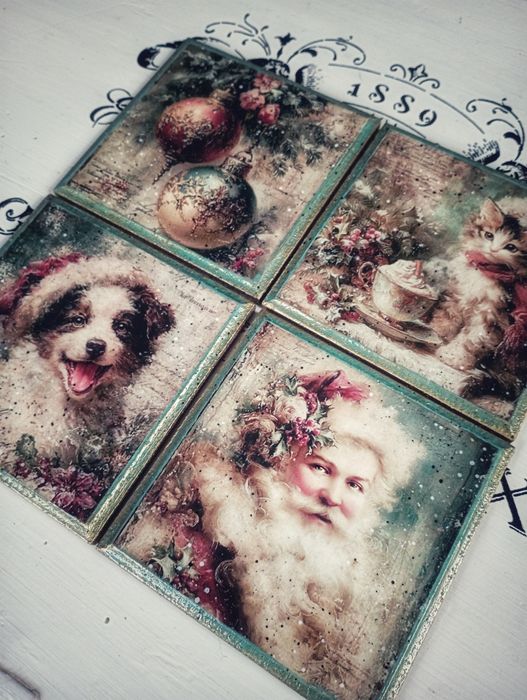 Ozdobne podkładki vintage decoupage shabby chic Prowansja