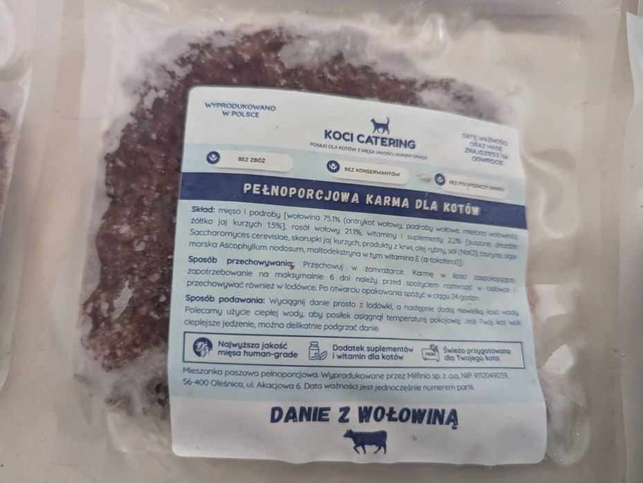 Koci catering 9 saszetek mrożone dla kota