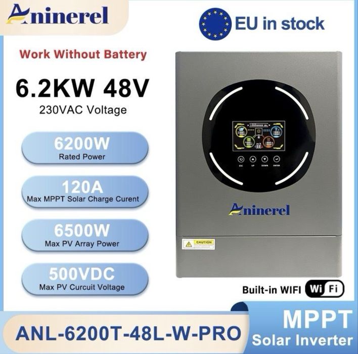 Гібридний сонячний інвертор 6.2 квт Aninerel нова прошивка, WiFI