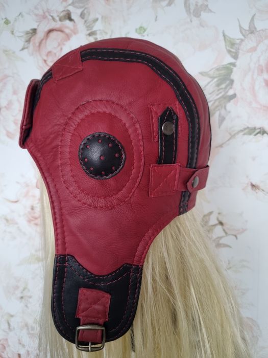 Skórzana czapka pilotka, ob.59-60cm