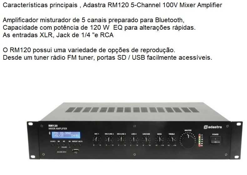 Adastra RM-120 Mixer-Amplificador com USB / SD / FM