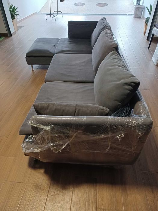 Sofá com Chaise Longue Cinzento