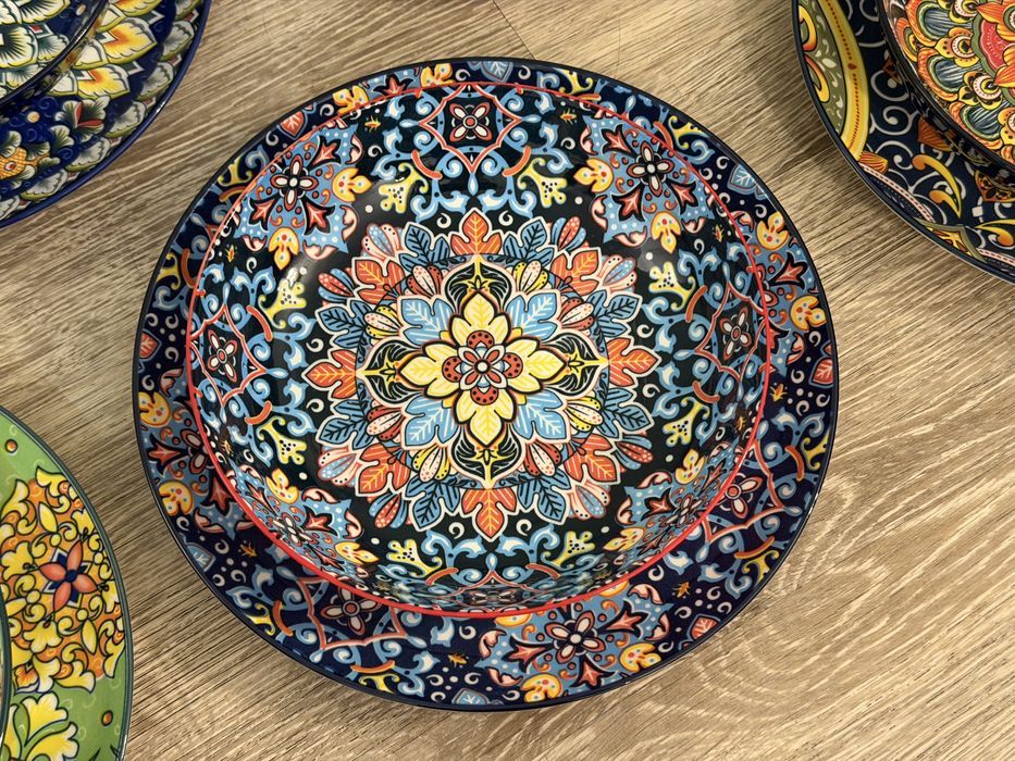 Nowy Zestaw obiadowy/zastawa stołowa BOHO 18 elementów talerze i miski