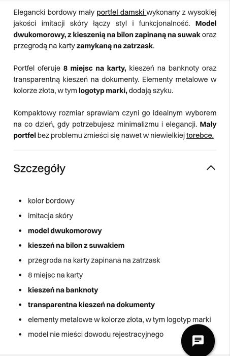 Mały portfel damski Ochnik bordowy nowy