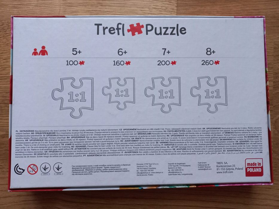 Puzzle Trefl Księżniczka Ariel z księciem 100el + Kraina Lodu 160el