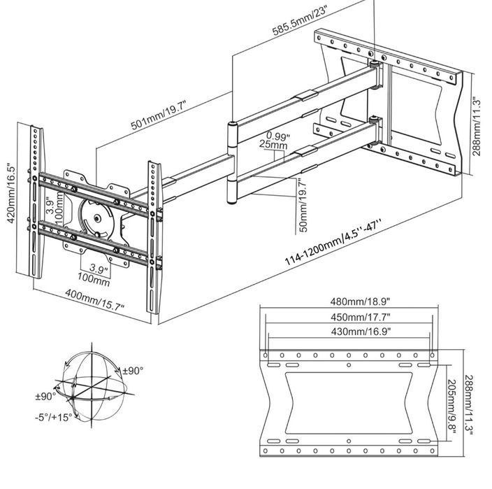 Uchwyt stojak wieszak do telewizora 42-75" 120cm super jakość okazja