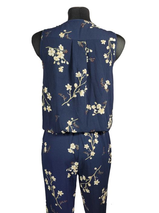 Nowy elegancki granatowy kombinezon 34,XS wzór kwiaty BonPrix BPC