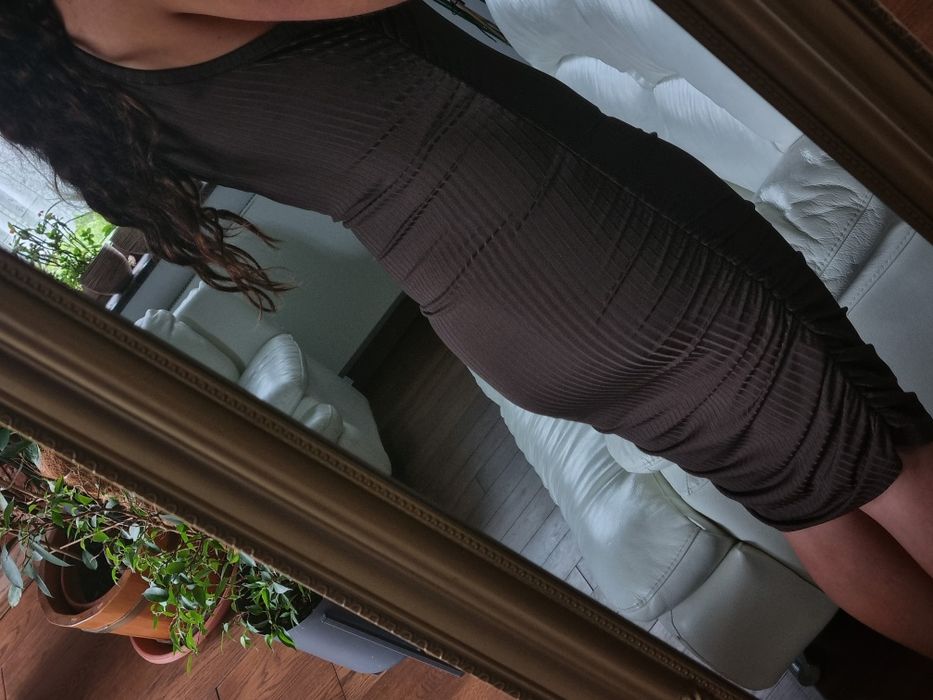 Brązowa prążkowana letnia sukienka r. S/M