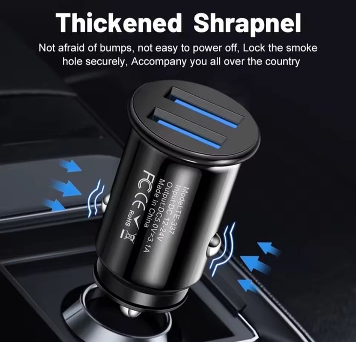 Mała Ładowarka Samochodowa USB pod gniazdo zapalniczki