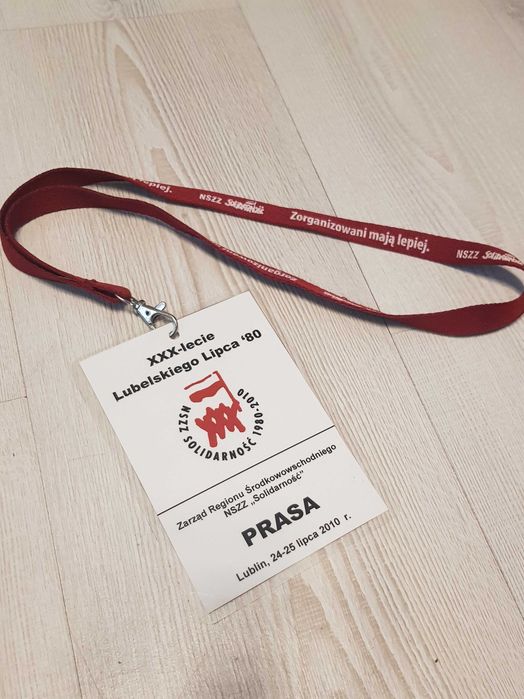 smycz na klucze plakietka identyfikator solidarność 2010 XXX nr 3