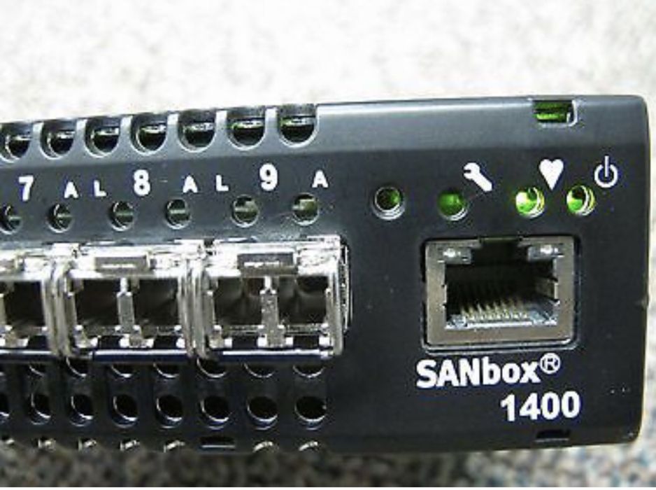 Q-Logic SANbox 1400 10-Port 4GB Fibre Channel Switch com SFPs64585043950594122