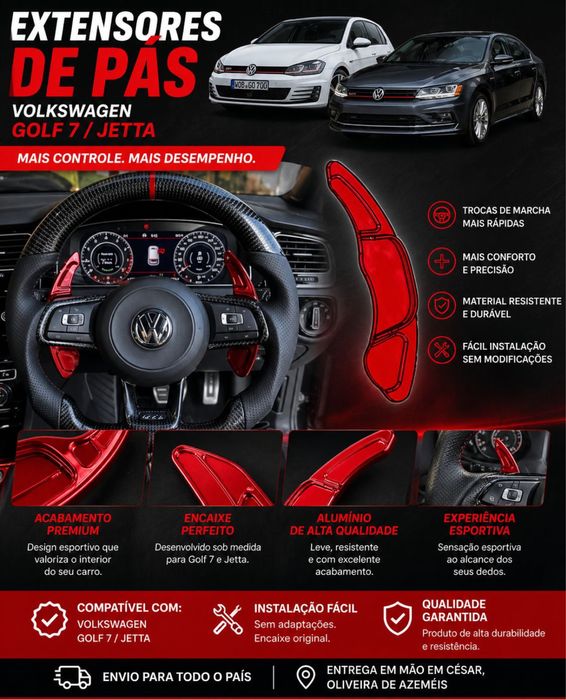 Extensores de patilhas (paddle shifters) Volkswagen Golf 7 / Jetta
