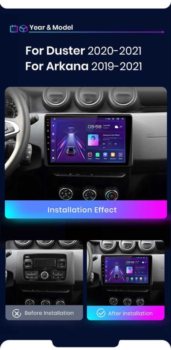 Rádio 9" Android Dacia Duster 2015 a 2022 CARPLAY WIFI GPS 2/32GB novo