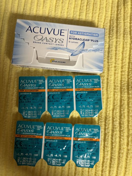 Soczewki 2-tyg Acuvue Oasis for astigmatism -5.75 cyl 0.75 axis 180