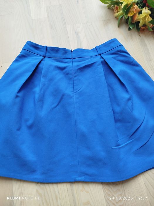 Chabrowa szafirowa elegancka spódnica mini rozkloszowana Reserved 36 w