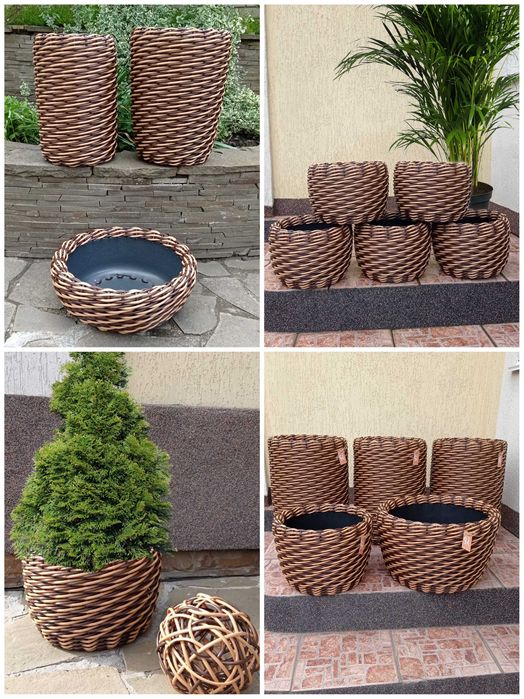 Кашпо для квітів 5л-65л,Дровниця, Корзина,Горщик.Вазон.Кашпо з ротангу