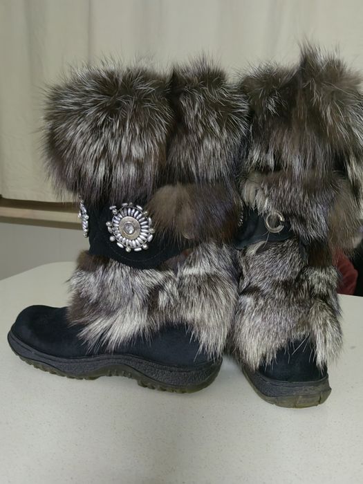 Розкішні зимові чоботи-унти ELEGANTE (натуральна замша / чорнобурка)