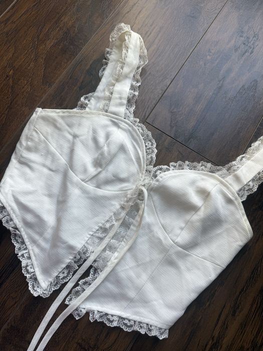 Biały top coquette koronka lace white Xs white lato summer