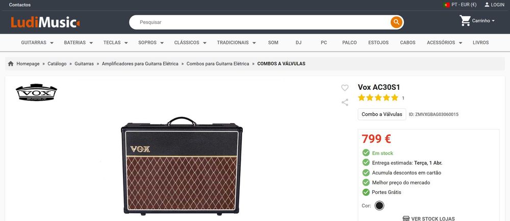 Amplificador a Válvulas Vox AC30 (NOVO)