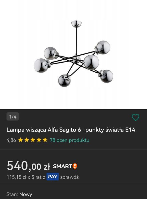 Lampa wisząca kule salon chrom 6xE314