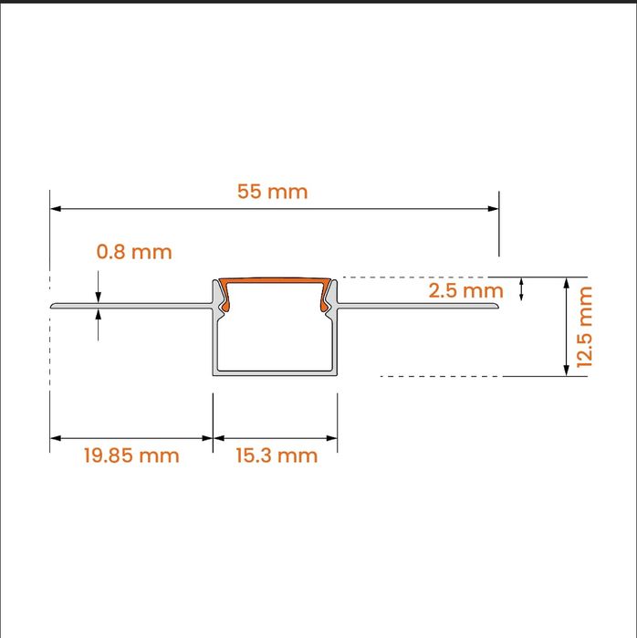 Profil LED Wpuszczany Wpust Do Płyt Karton Gips 2M