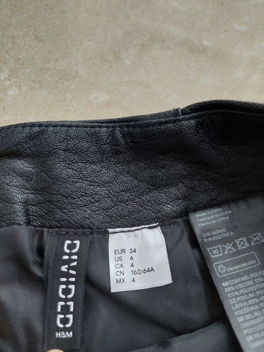 Spódnica skórzana H&M r 34, XS mini, j nowa