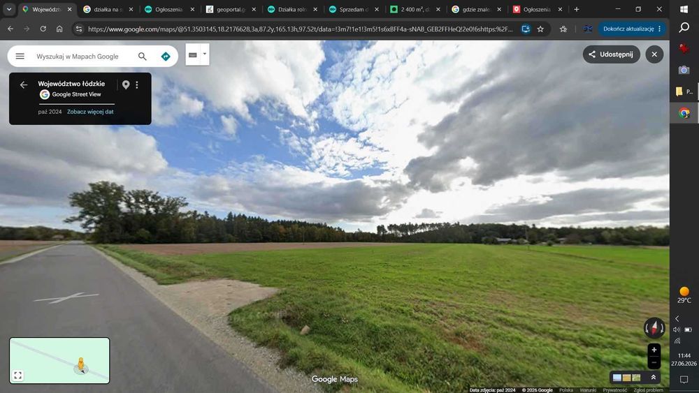 Działka rolna 5 i 6 klasy z WZ (bezterminowe) - pow. 7153m2