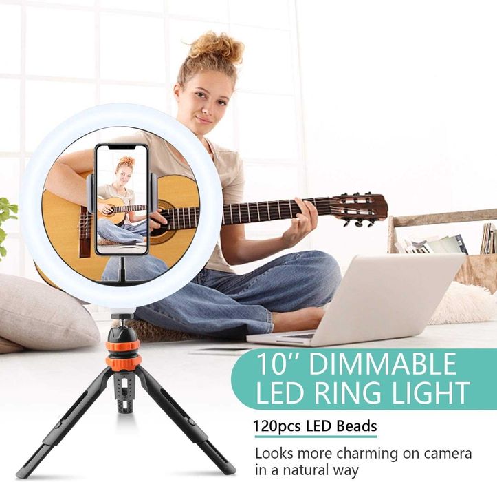 Ring Light Aro Led 10" tripé giratório - 3 cores 11 brilho