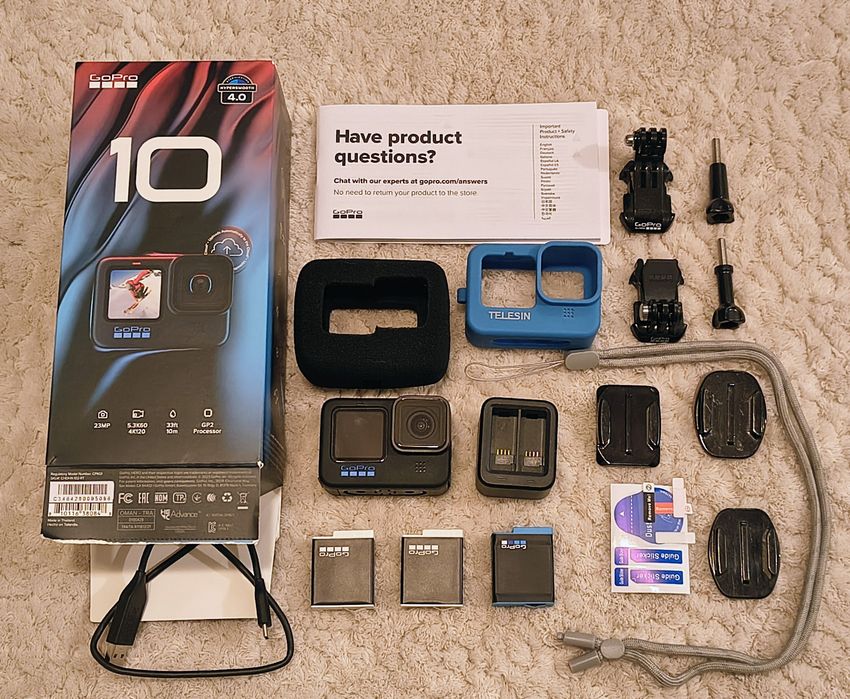 Kamera sportowa GoPro Hero 10 black, zestaw