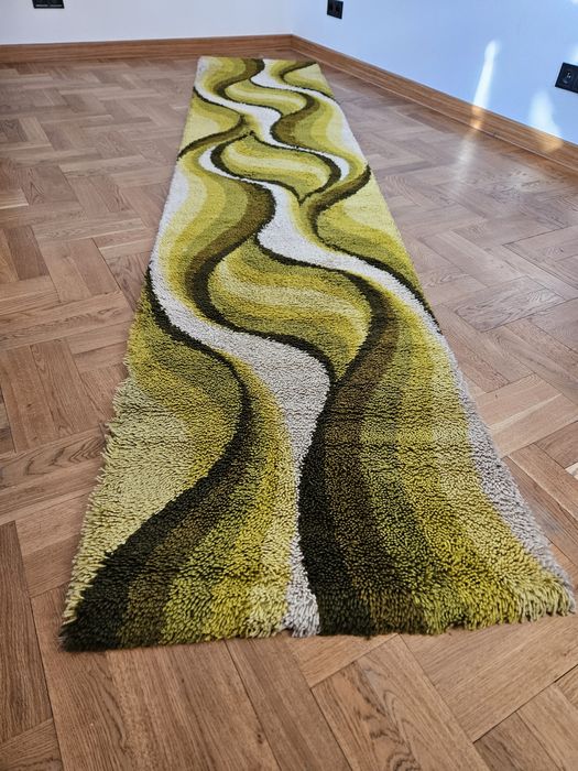 Zestaw dywan desso chodnik włochacz shaggy retro vintage space age