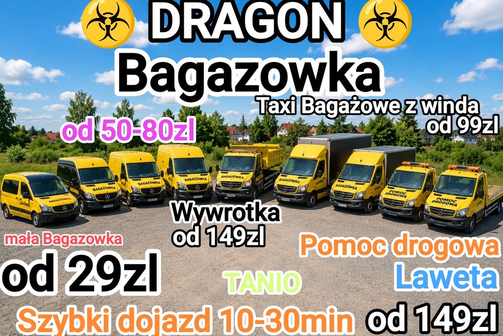 Od 29zl TANIO Bagażówka,Taxi Bagazowe winda,Transport Przeprowadzki Wywóz Mebli Gruzu Laweta Pomoc Drogowa AutoLaweta