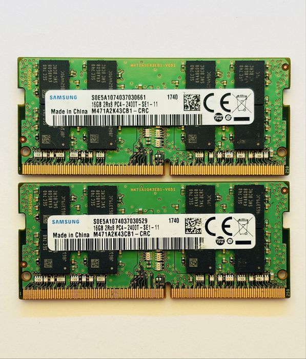 32GB(2x16GB) Sodimm Samsung DDR4 2400Mhz, M471A2K43CB1-CRC