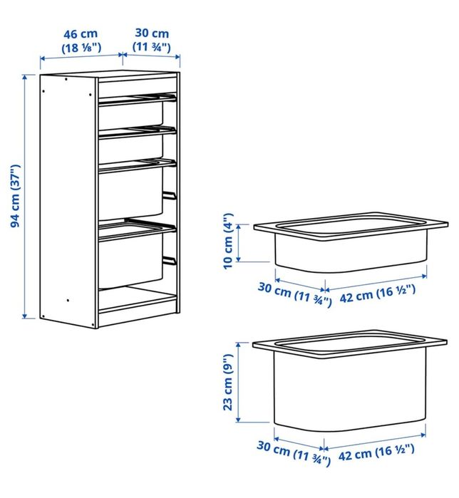 IKEA TROFAST Regał z pojemnikami ( cena za 2 sztuki)