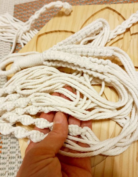 Підвісна полиця для квітів макраме бохо біла кашпо кошик плетений