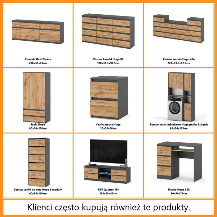 Komoda Skandynawska Best Agnes 200cm Nowoczesna Szafka 6 Szuflad Salon