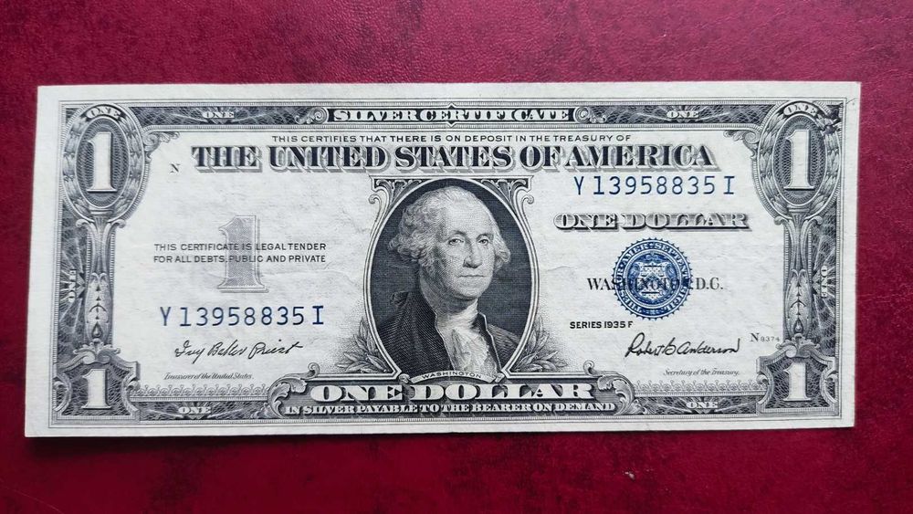 USA 1 dolar 1935r Silver Certificate (z błędem,rzadki) !
