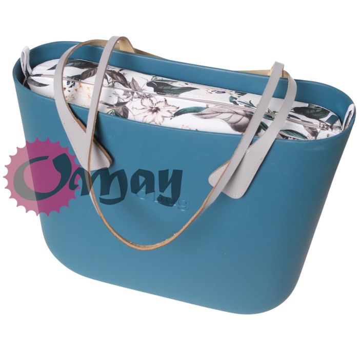 Organizer OBAG STANDARD cudne konwalie jasny szary 2 kieszenie OMAY.PL