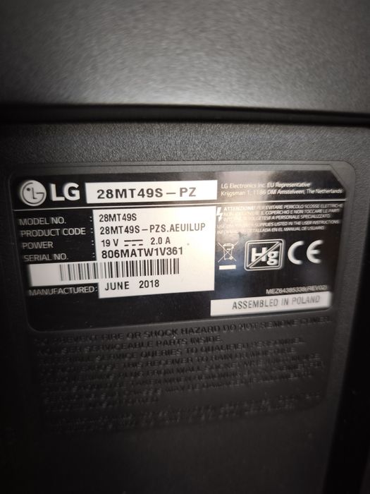 Vendo TV LG 28MT49S
