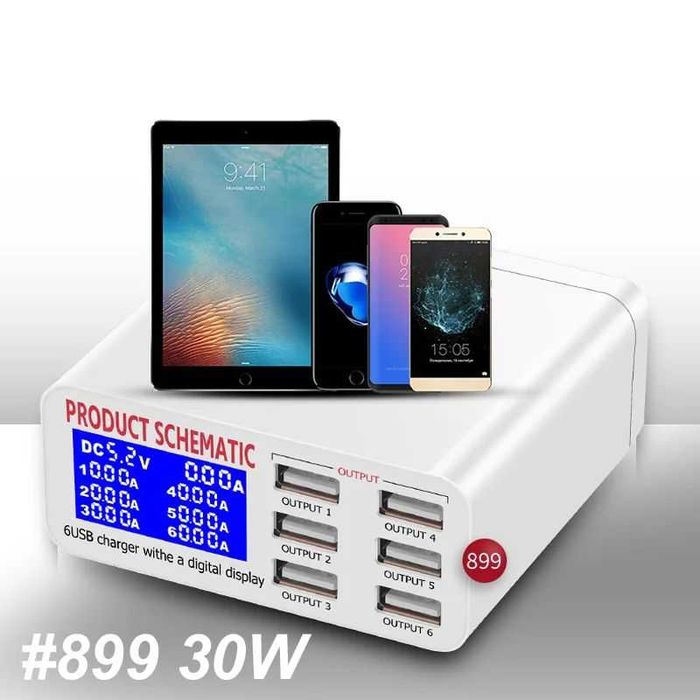 Carregador com 6 saídas - Como NOVO