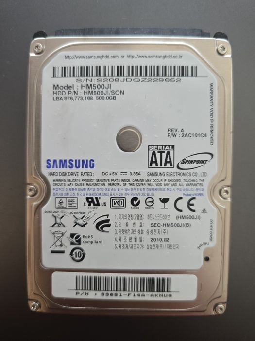 Disco Rígido Samsung 500GB 2.5” SATA – Ideal para Portátil