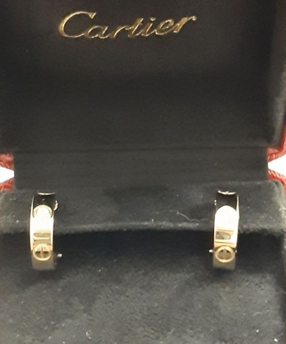 Золотые серьги Cartier Love с бриллиантами. Розовое золото