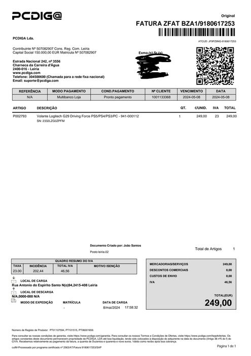 Volante Logitech G29+caixa velocidades e banco com garantia