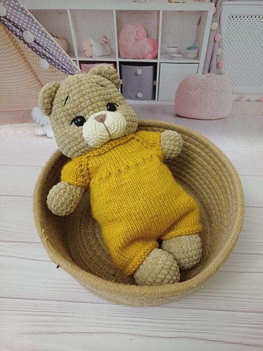 В'язаний ведмедик, плюшевий, м'яка іграшка, пряжа, Himalaya,  Dolce